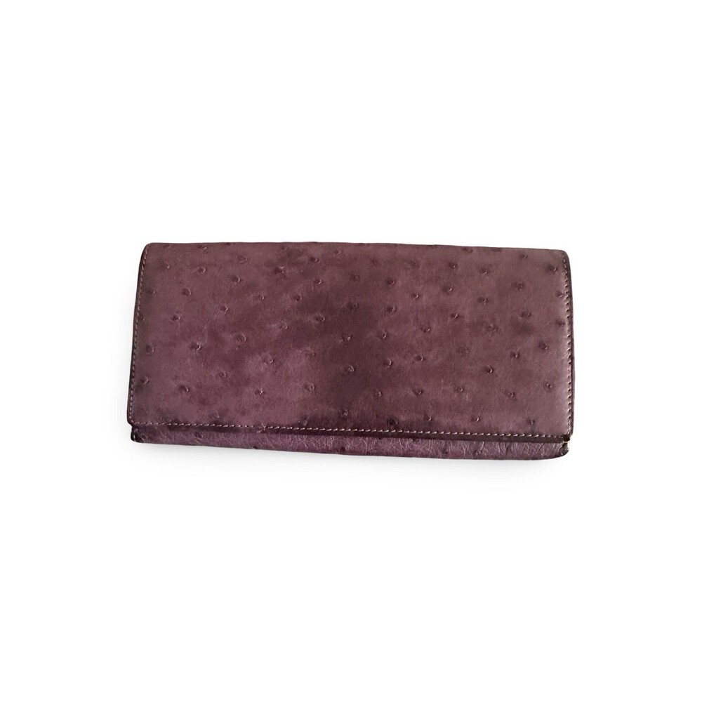 Ostrich Leather  (suede interior) Textured Wallet Excellent condition-from Japan